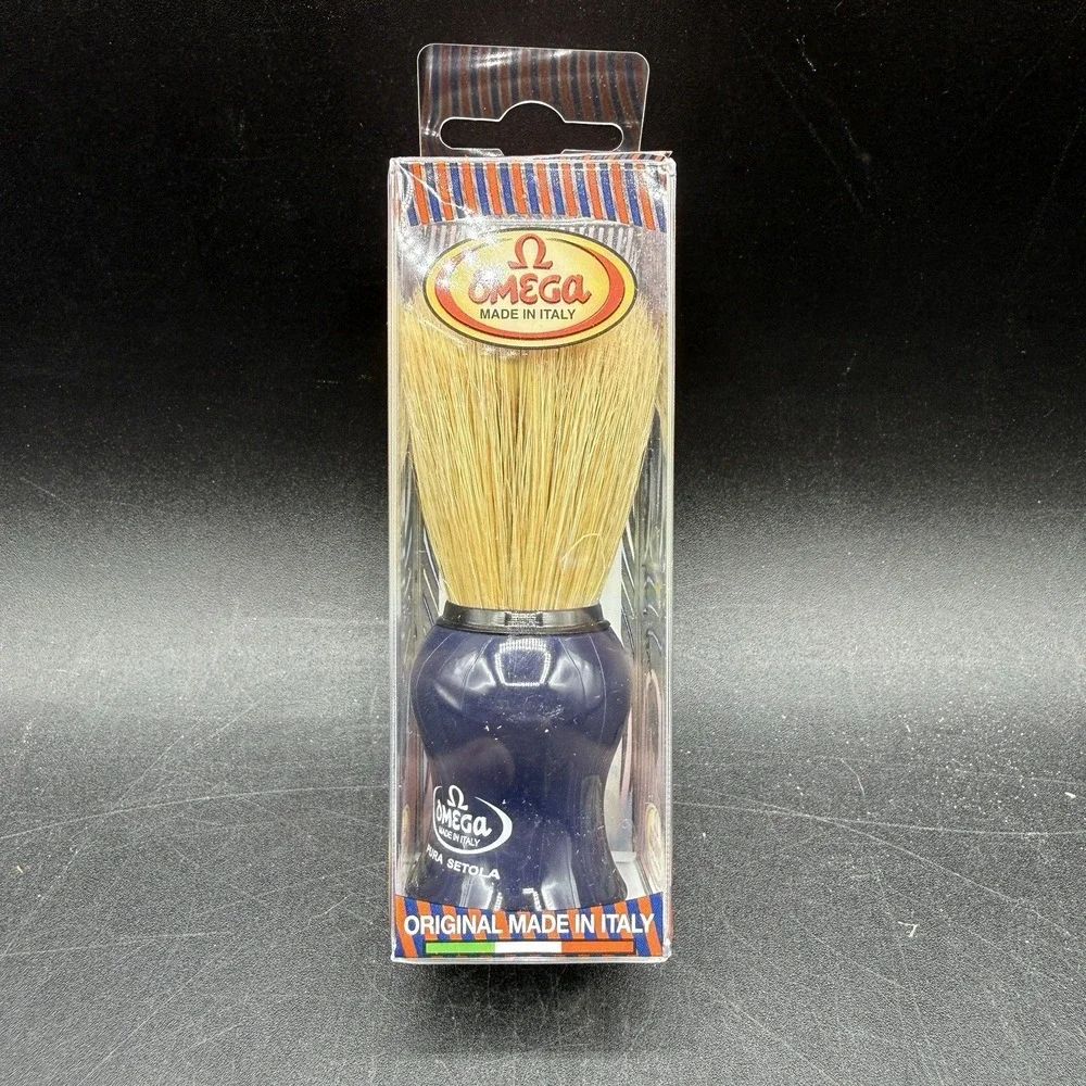 Omega Shaving Brush Mens OS Blue Italy Boar Bristle Grooming